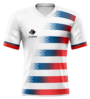 CAMISETA DE FUTBOL COD. 052 ESTADOS UNIDOS 2018 BLANCO - FRANJAS ROJO - AZUL
