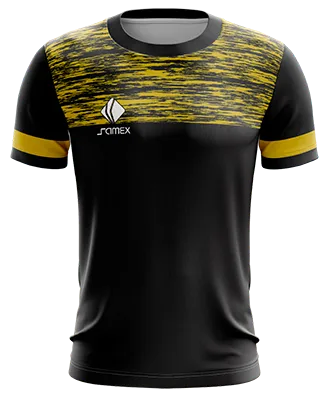 CAMISETA DE FUTBOL COD. 080 BORUSIA PUMA DETALLE NEGRO JASPEADO AMARILLO