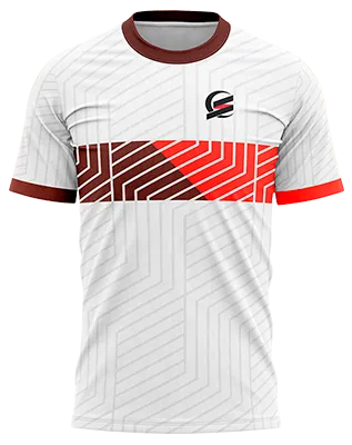 CAMISETA PADEL COD. 006 BLANCO - FRANJA MARRON CON ROJO - LINEAS GRIS