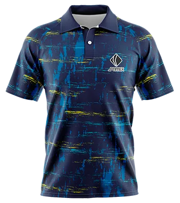 CAMISETA TENNIS CUELLO CAMISERO COD 0028 AZUL - AMARILLA - LINEAS.
