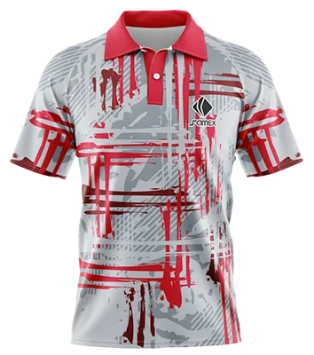 CAMISETA TENNIS CUELLO CAMISERO COD 0031 GRIS - ROJO - PINCELADAS.