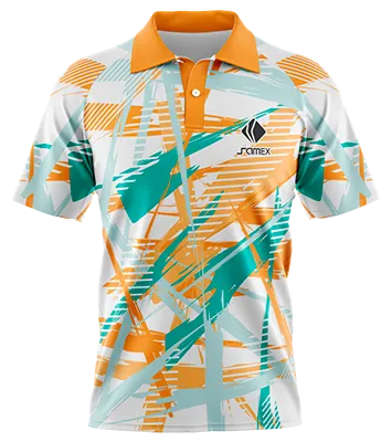 CAMISETA TENNIS CUELLO CAMISERO COD 0033 BLANCO - NARANJA - TURQUESA - CELESTE - LINEAS.
