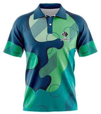 CAMISETA TENNIS CUELLO CAMISERO COD 0035 VERDE - TURQUESA- AZUL - CIRCULOS - ABSTRACTO.