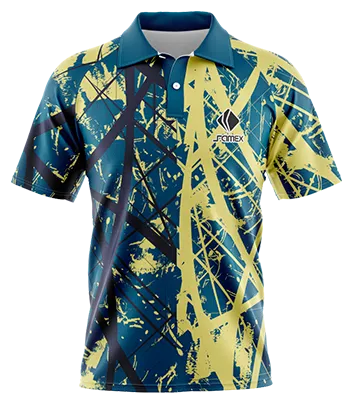 CAMISETA TENNIS CUELLO CAMISERO COD 0042 AZUL - AMARILLO - NEGRO - FRANJAS.