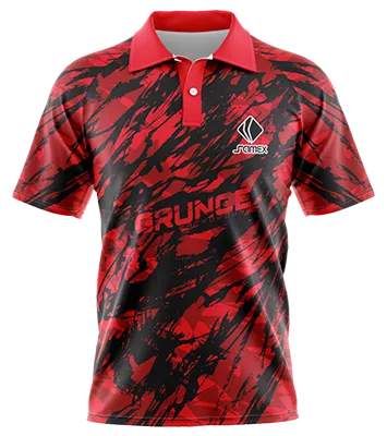 CAMISETA TENNIS CUELLO CAMISERO COD 0047 NEGRO - ROJO - DISEÑO ABSTRACTO.