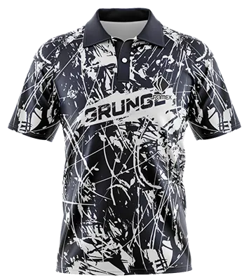 CAMISETA TENNIS CUELLO CAMISERO COD 0050 NEGRO - BLANCO - DISEÑO ABSTRACTO.