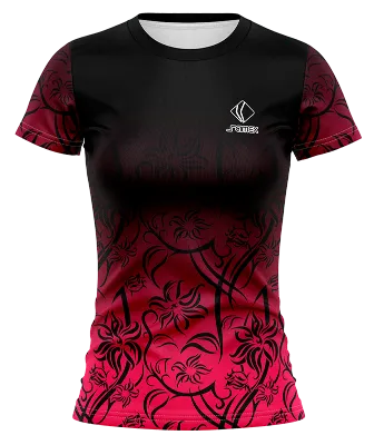 CAMISETA VOLEY FUTBOL DAMA CAMISETA NEGRO - ROSADO - FLORES COD: 0004 .