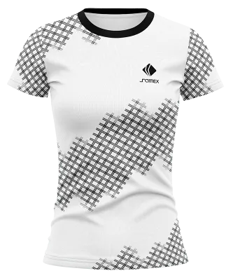 CAMISETA VOLEY FUTBOL DAMA CAMISETA BLANCO - NEGRO - CUADROS COD: 0005 .