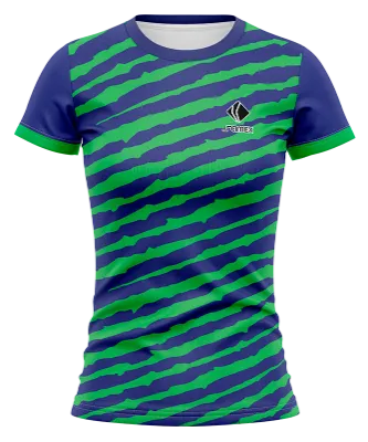 CAMISETA VOLEY FUTBOL DAMA CAMISETA AZUL - VERDE - FRANJAS COD: 0007 .