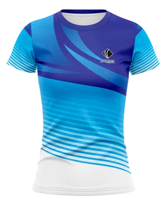 CAMISETA VOLEY FUTBOL DAMA CAMISETA BLANCO - CELESTE - AZUL - LINEAS COD: 0009 .