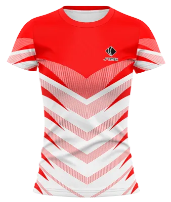 CAMISETA VOLEY FUTBOL DAMA CAMISETA BLANCO - ROJO - LINEAS COD: 0017 .
