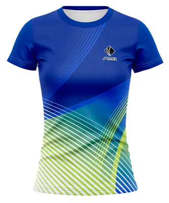 CAMISETA VOLEY FUTBOL DAMA CAMISETA AZUL - VERDE - LINEAS COD: 0019 .