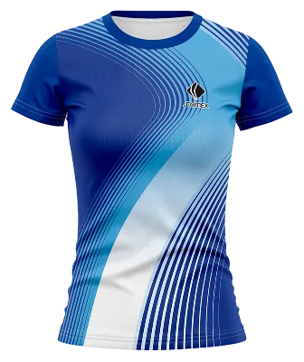 CAMISETA VOLEY FUTBOL DAMA CAMISETA AZUL - BLANCO - CELESTE - LINEAS COD: 0022 .