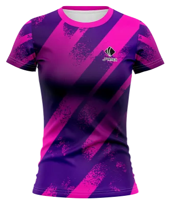 CAMISETA VOLEY FUTBOL DAMA CAMISETA MORADO - ROSADO - FRANJAS COD: 0028 .