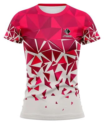 CAMISETA VOLEY FUTBOL DAMA CAMISETA BLANCO - ROSADO - TRIANGULOS COD: 0029 .