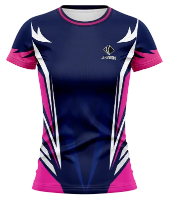 CAMISETA VOLEY FUTBOL DAMA CAMISETA ROSADO - AZUL - TRIANGULOS COD: 0033 .