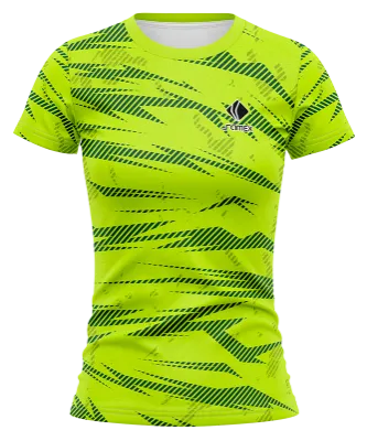 CAMISETA VOLEY FUTBOL DAMA CAMISETA VERDE LIMON - FRANJAS COD: 0034 .