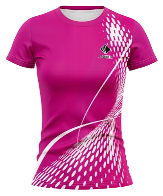 CAMISETA VOLEY FUTBOL DAMA CAMISETA ROSADO - BLANCO - CIRCULOS - LINEAS COD: 0038 .