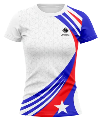 CAMISETA VOLEY FUTBOL DAMA CAMISETA BLANCO - AZUL - ROJO -ESTRELLA COD: 0041 .