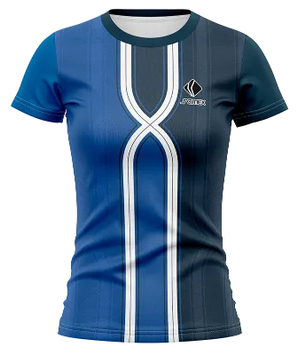 CAMISETA VOLEY FUTBOL DAMA CAMISETA AZUL - BLANCO - CELESTE - LINEAS COD: 0046 .