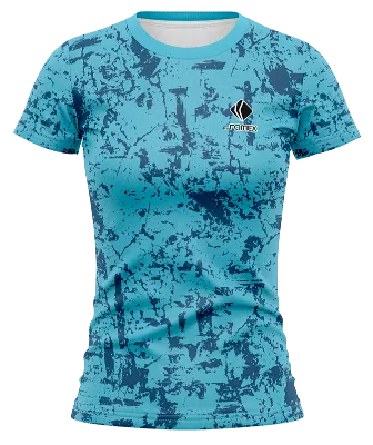 CAMISETA VOLEY FUTBOL DAMA CAMISETA CELESTE - AZUL - JASPEADO COD: 0048 .