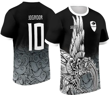 CAMISETA NEGRO DEGRADE BLANCO - MANDALAS Y AGUILA BLANCO cod: 0043 .