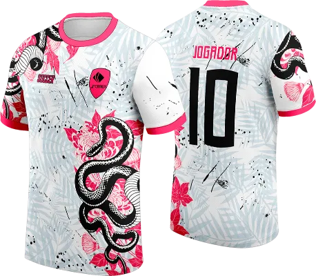CAMISETA BLANCO - HOJAS GRIS - FLORES ROSADO - SERPIENTE NEGRO cod: 0061 .