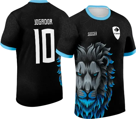 CAMISETA NEGRO - LINEAS GRIS - LEON GRIS CON CELESTE cod: 0065 .