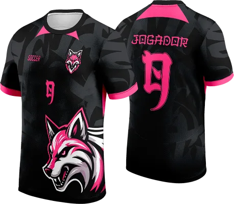CAMISETA NEGRO - GRUNGE GRIS - LOBO ROSADO CON BLANCO cod: 0124 .