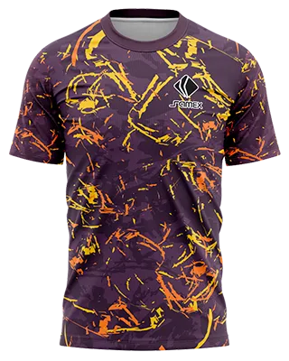 Camisetas Running Cod 0008 MORADA - LINEAS- AMARILLAS- NARANJA .