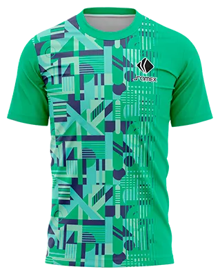 Camisetas Running Cod 0033 VERDE FIGURAS GEOMETRICAS - AZUL -TURQUESA .