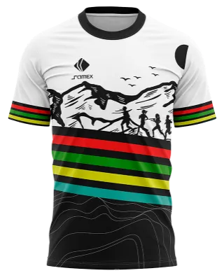 CAMISETA RUNNING COD. 052 BLANCO - NEGRO - ROJO - VERDE - AMARILLO - TURQUESA - LINEAS - MONTAÑAS - SILUETAS