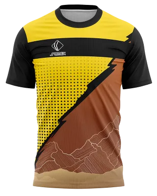 CAMISETA RUNNING COD. 053 NEGRO - AMARILLO - MARRON - PUNTOS - LINEAS