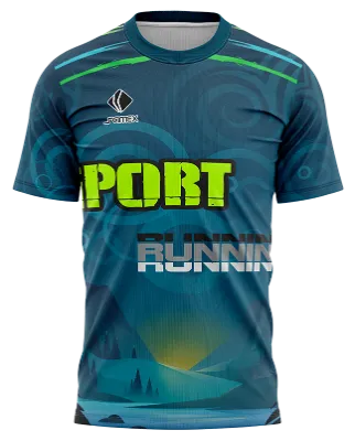 CAMISETA RUNNING COD. 073 AZUL- VERDE - CELESTE - LINEAS - MONTAÑAS