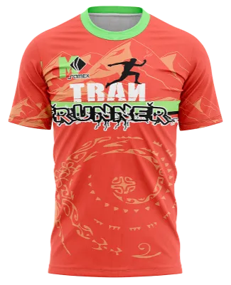 CAMISETA RUNNING COD. 074 NARANJA - CORREDOR SILUETA - MONTAÑAS