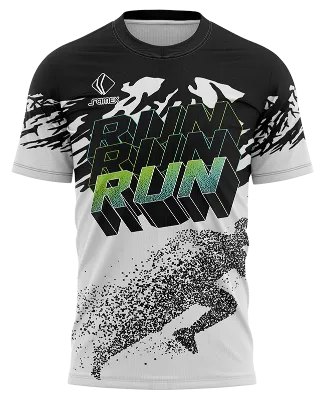 CAMISETA RUNNING COD. 095 NEGRO - BLANCO - GRUNGE CORREDOR - RUN