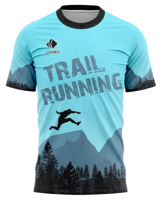 CAMISETA RUNNING COD. 0100 CELESTE - MONTAÑAS - PINOS - TRAIL RUNNING