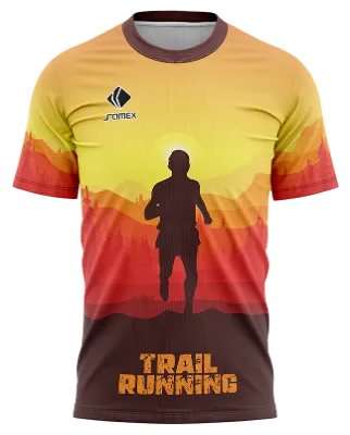 CAMISETA RUNNING COD. 104 AMARILLO - NARANJA - MARRON - CORREDOR - PUESTA DE SOL