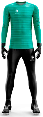 Conjunto Futbol Arqueros Cod 0008 CAMISETA TURQUESA CON FRANJAS OSCURAS .
