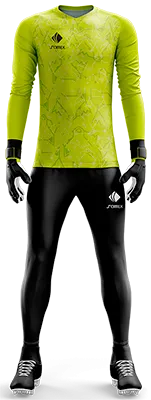 Conjunto Futbol Arqueros Cod 0013 CAMISETA AMARILLA CON LINEAS VERDES Y PLOMAS .