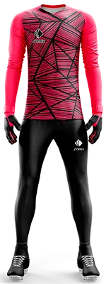 Conjunto Futbol Arqueros Cod 0028 CAMISETA ROSADA CON LINEAS NEGRAS .