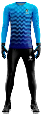 Conjunto Futbol Arqueros Cod 0042 CAMISETA AZUL CON LINEAS CELESTES .