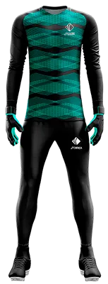 Conjunto Futbol Arqueros Cod 0054 CAMISETA NEGRA CON LINEAS TURQUESAS .