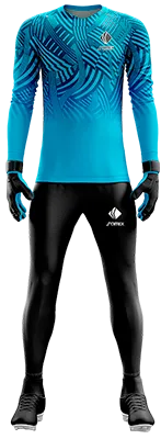 Conjunto Futbol Arqueros Cod 0060 CAMISETA CELESTE CON LINEAS AZUL .