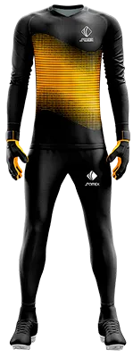 Conjunto Futbol Arqueros Cod 0071 CAMISETA NEGRA CON LINEAS AMARILLAS .