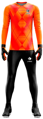Conjunto Futbol Arqueros Cod 0078 CAMISETA NARANJA CON ROMBOS ROJOS DEGRADE .