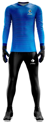 Conjunto Futbol Arqueros Cod 0087 CAMISETA CELESTE CON LINEAS AZUL .