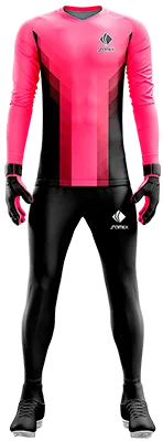 Conjunto Futbol Arqueros Cod 0092 CAMISETA ROSADA CON FRANJAS NEGRAS .