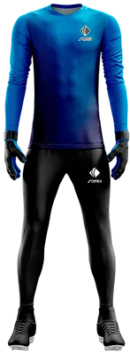 Conjunto Futbol Arqueros Cod 0099 CAMISETA CELESTE CON FRANJAS AZULES .