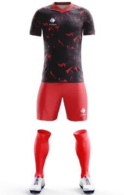 Conjunto Futbol Cod 003 Arsenal 2022 Concept Negro Rojo - Morado - Figuras.